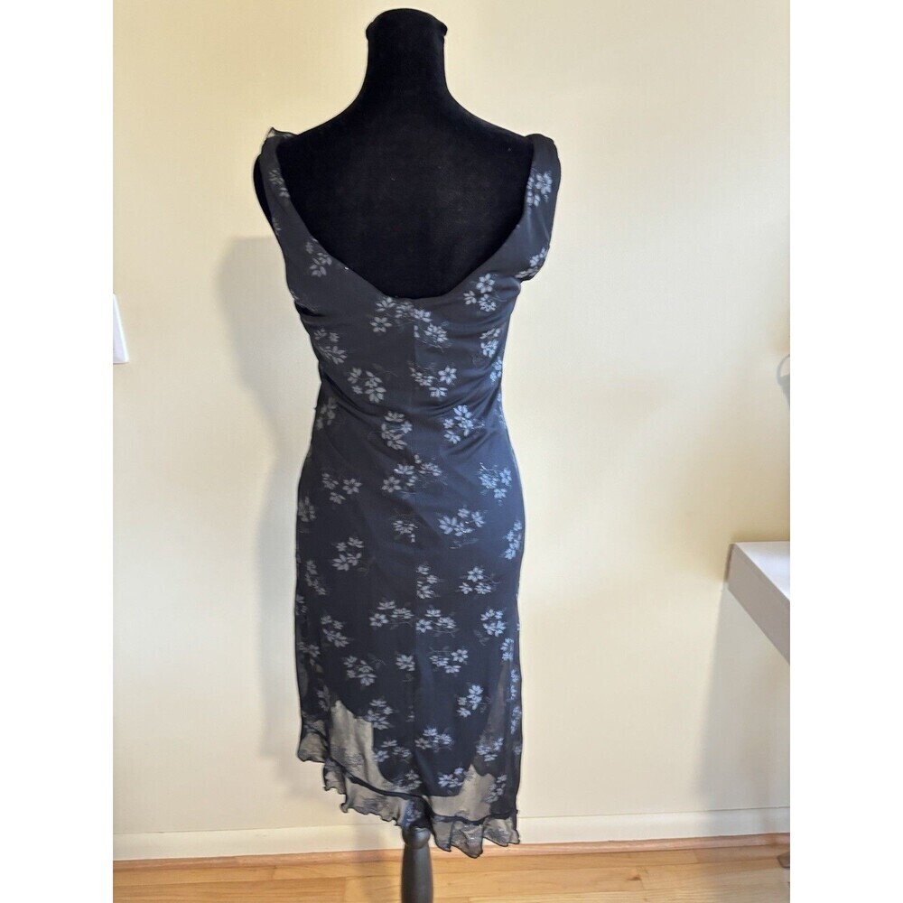 CITY TRIANGLE Vntg Y2K Black Silver Glitter Stretch Sleeveless Flare Dress M/2-4 - Picture 3 of 6